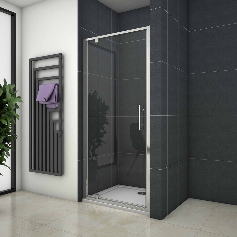 image 1 of Aica Bathrooms 900x1850mm Chrome Frame Pivot Door Shower Enclosure Glass Screen Cubicle | Chrome