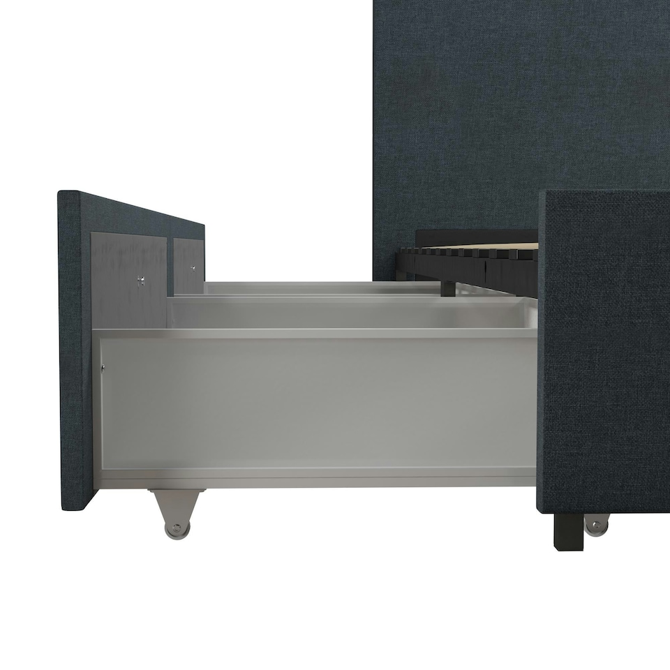 image 1 of Kelly Bed with Storage Fabric Navy, Double