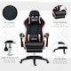 image 7 of Vinsetto Computer Gaming Chair, PU Leather Office Desk Chair with Footrest, Swivel Wheels, 135  Reclining Back, Lumbar Support, Headrest for Home, Black and Pink | Black | Black