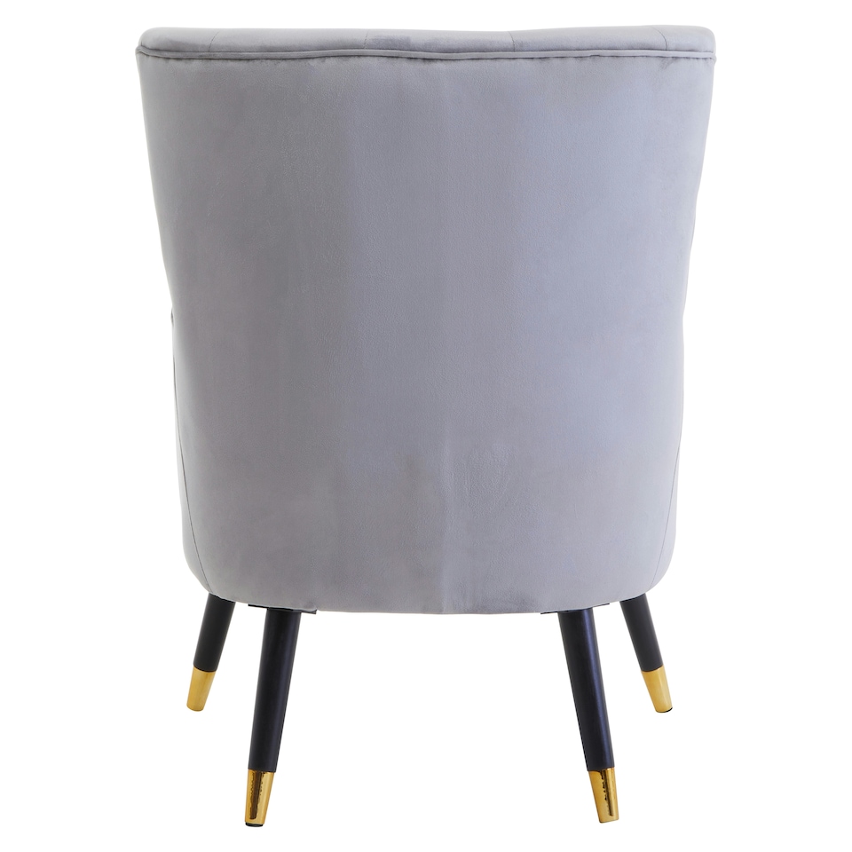 image 1 of Interiors by Premier Grey Velvet Tufted Chair, High quality Velvet Dining Chair, HighBack Grey Accent Armchair