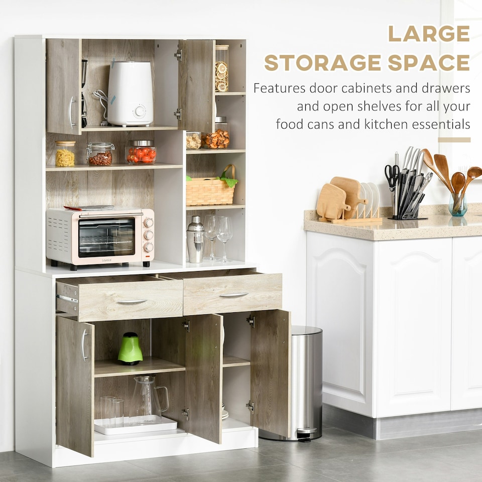 image 1 of HOMCOM Kitchen Buffet w/ Hutch Multi Storage Cupboard Cabinet Server Sideboard
