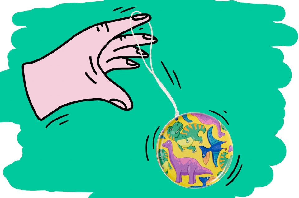 image 1 of Pack of 12 Metal Yo-Yo Dinosaur Theme Return Tops
