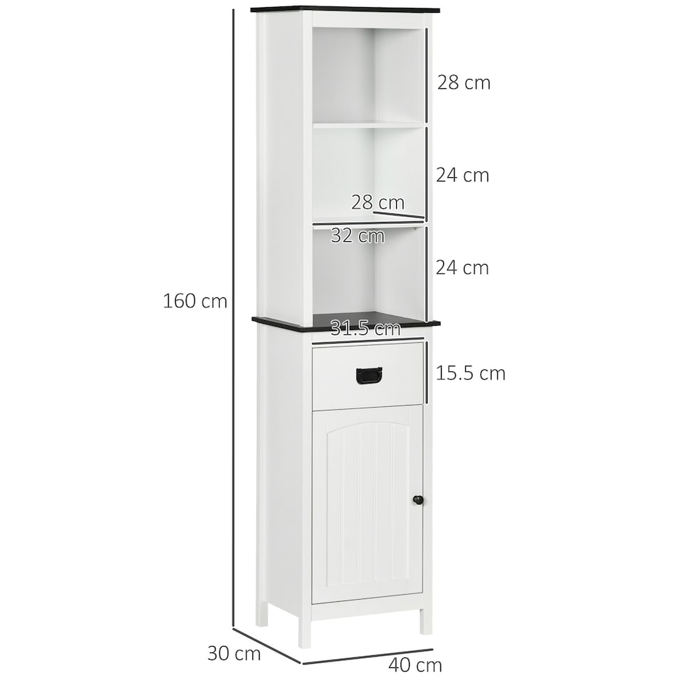 image 1 of kleankin Freestanding Tallboy Storage Unit W/ Drawer Single Door