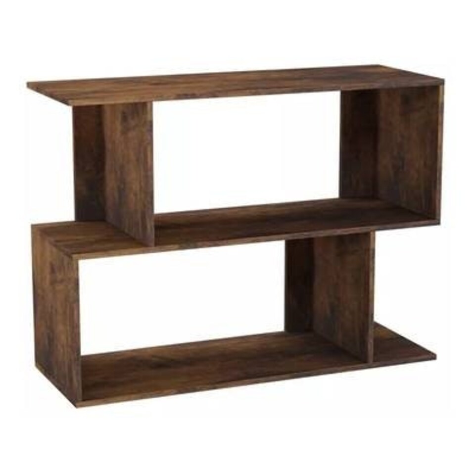 image 1 of 2-Tier Wooden Irregular Storage Unit - 80 cm Brown | Rustic Brown