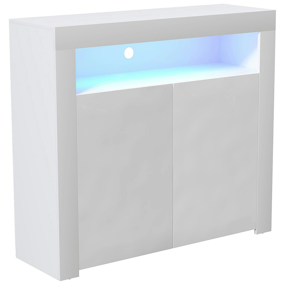 image 1 of Vida Designs Nova 2 Door LED Sideboard Buffet Cabinet Storage, White