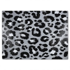 Silver Leopard Print Glass Chopping Board | Multi