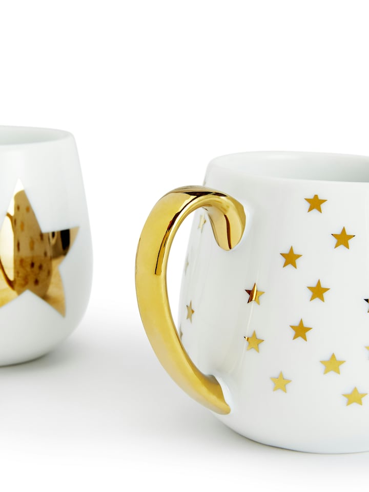image 1 of Set of 4 Gold Star Hug Mugs