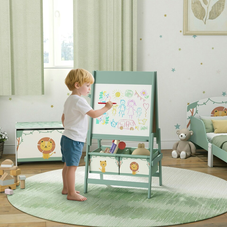 image 1 of AIYAPLAY 3-in-1 Kids Easel, Double-Sided Art Easel with Paper Roll Pink