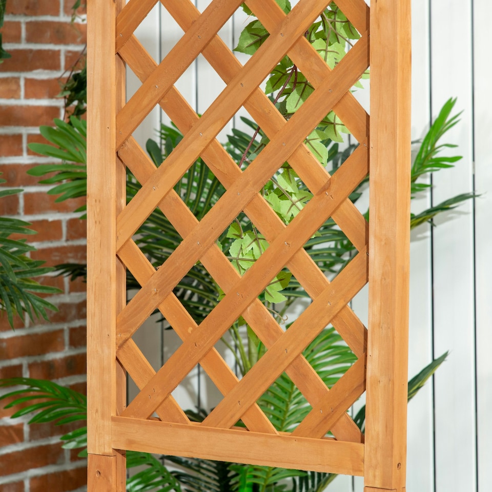 image 1 of Outsunny Arch Pergola Garden Bench, Wooden Garden Arbour with Seat, Brown