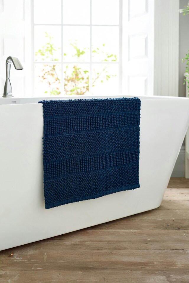 image 1 of Romeo Absorbent 1500gsm Bath Mat - Soft Bathroom 50x80cm Mat | Blue | Navy | 50 x 80cm