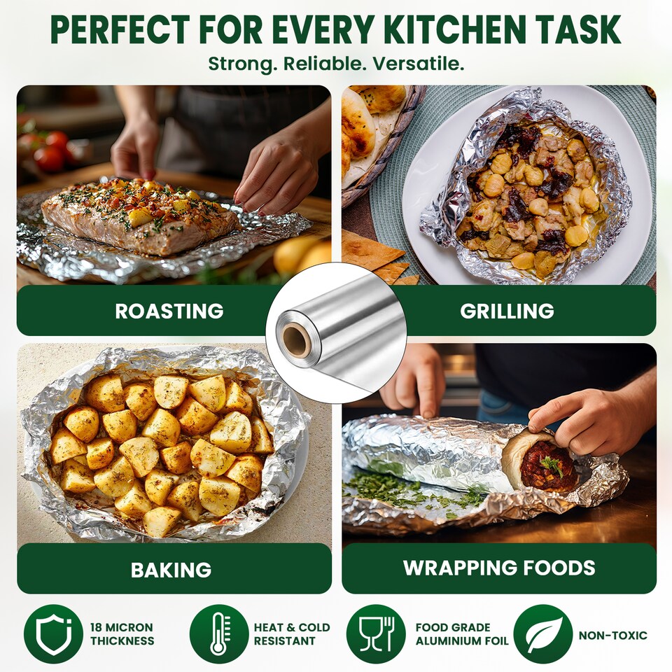 image 1 of ECONX Heavy-Duty Kitchen Foil 75M X 30CM Aluminium Foil Roll Food Service & Catering 3 Roll