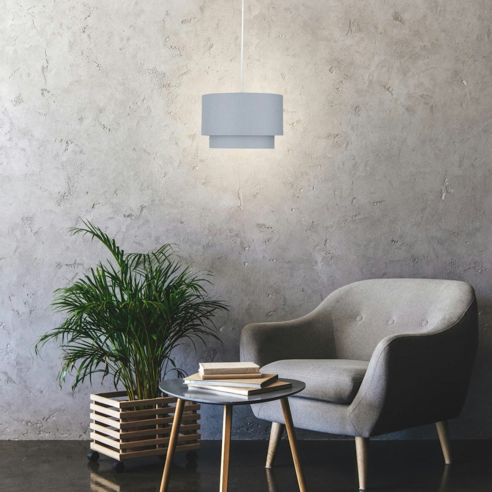 image 1 of First Choice Lighting Dark Grey 2 Tier Ceiling Light Shade Grey