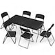 image 1 of 5Ft Rattan Effect Garden Folding Table and Chairs Garden Set - Black | Black | 7