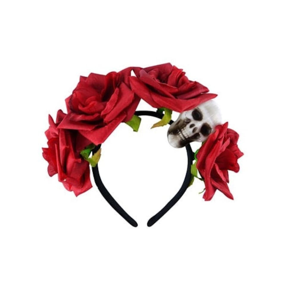 Skull with Flowers Halloween Headband