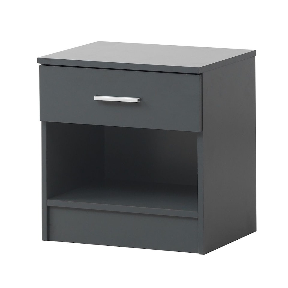 image 1 of Rio Costa Bedside Cabinet Bedroom Furniture Nightstand Table 1 Drawer Dark Grey