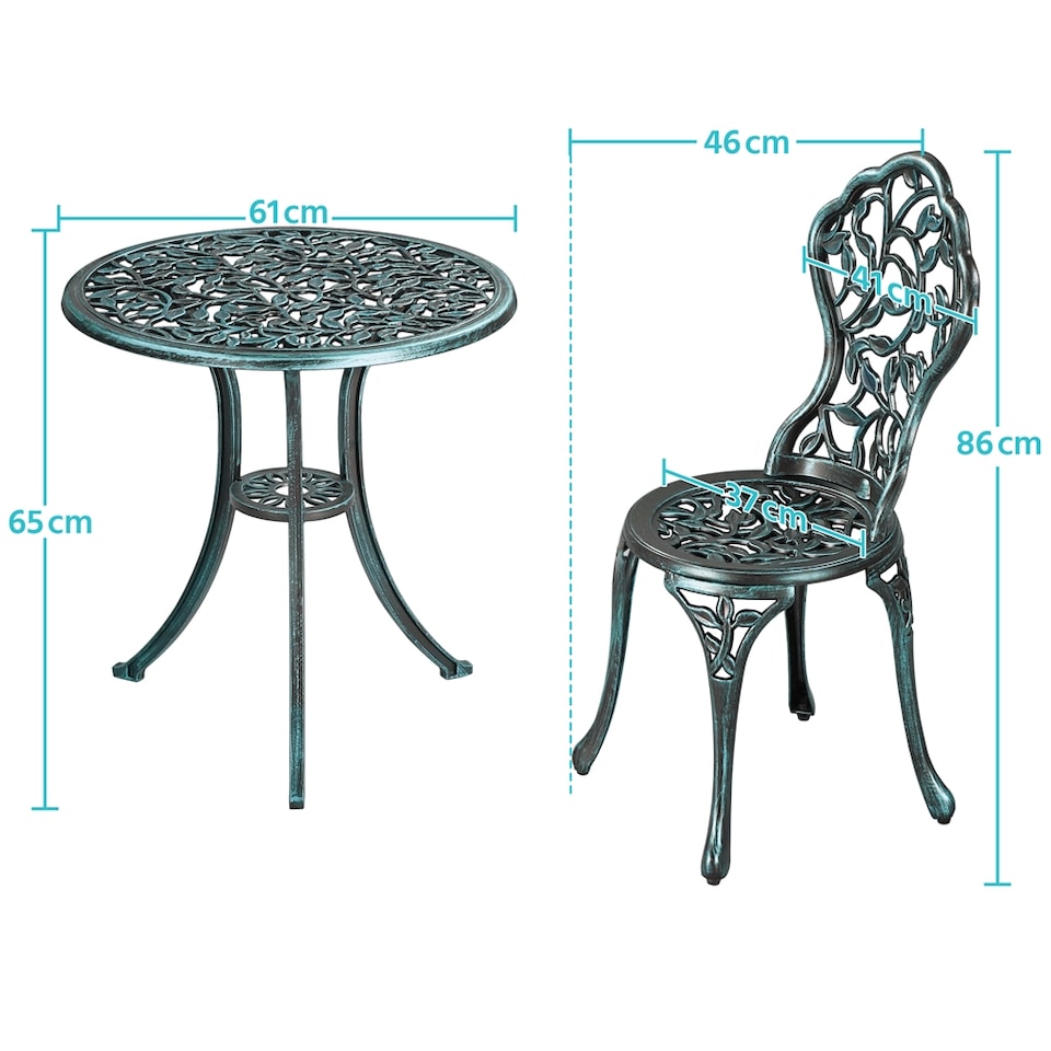 image 1 of Yaheetech 3 Piece Outdoor Bistro Set for Garden-Green | Green | Green | 1