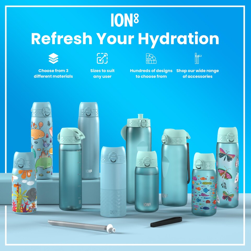 image 1 of Leak Proof Slim Water Bottle, Stainless Steel, 600ml (20oz)