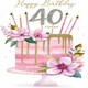 image 1 of Embellished Cake 40th Birthday Card
