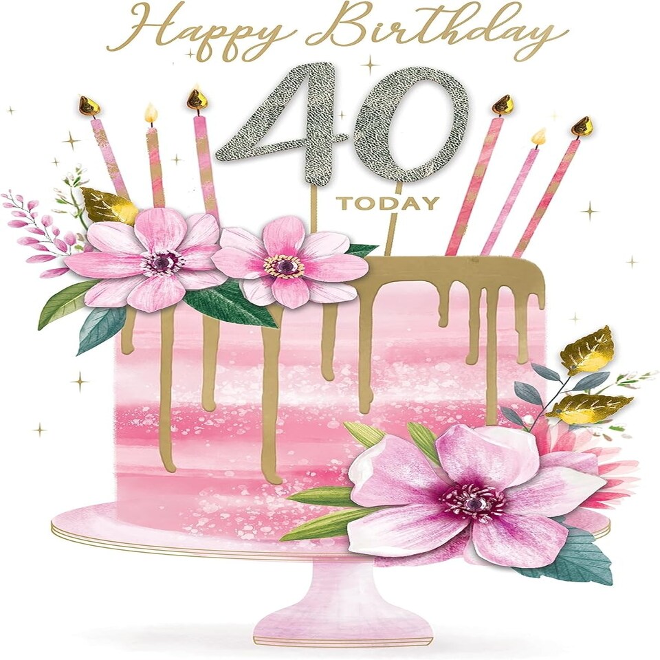 image 1 of Embellished Cake 40th Birthday Card