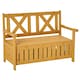 image 2 of Outsunny Wood Garden Bench 2 Seater Storage Chest Patio Seating Chair with High Back and Armrest, Yellow