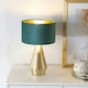 image 1 of ValueLights Jax Gold Dimmable Touch Table Lamp with Forest Green Velvet with Gold Inner Lamp Shade and LED Bulb