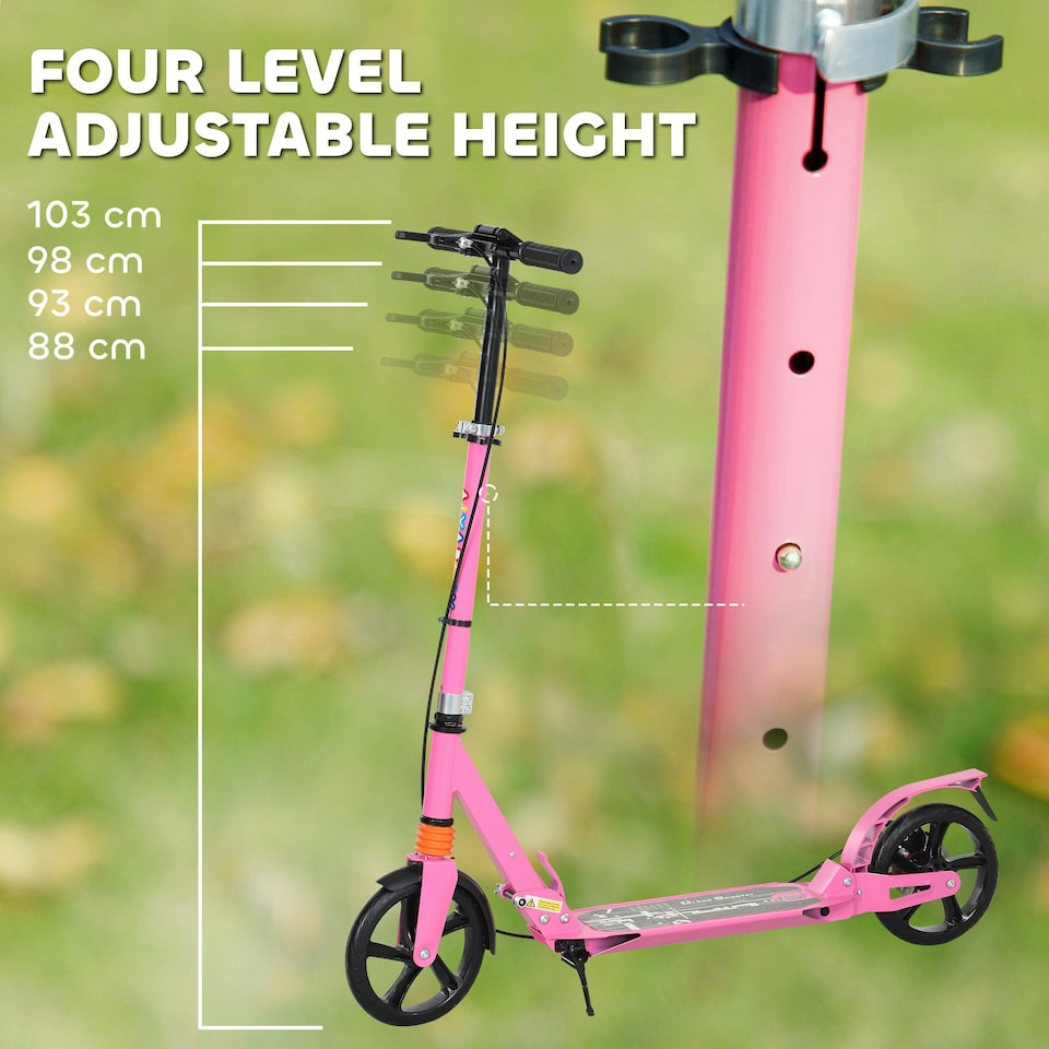 image 1 of AIYAPLAY Kids Scooter, Foldable Kick Scooter w/ Adjustable Handlebar, Pink Pink