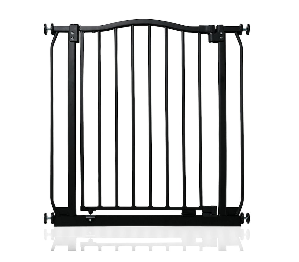 image 1 of Safetots Curved Top Safety Gate, 71cm - 80cm, Matt Black, Pressure Fit Stair Gate