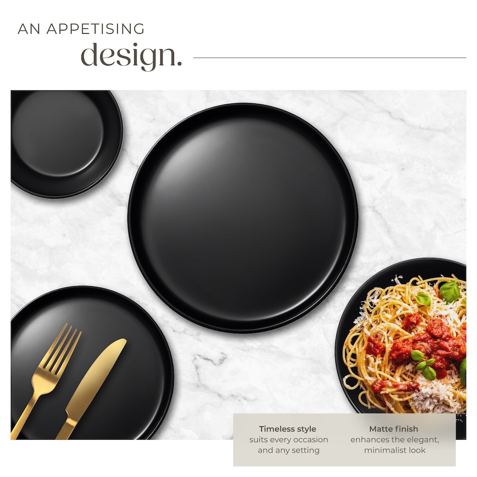 image 1 of Dinnerware Set Una - dinner set, incl. plates, bowls and mugs, for 6 people | Black | black | 1