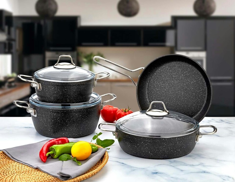 image 1 of Zumrut Collection 7-Piece Non-Stick Granite Cookware Set