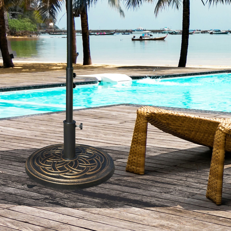 image 1 of Outsunny 11.5kg Garden Parasol Base for 38mm or 48mm Umbrella Poles Bronze