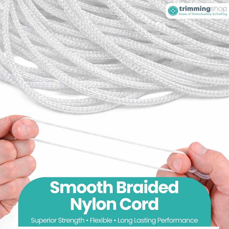 image 1 of 1.2mm x 20 Metres White Nylon Cord for Jewelry Making & DIY Crafts