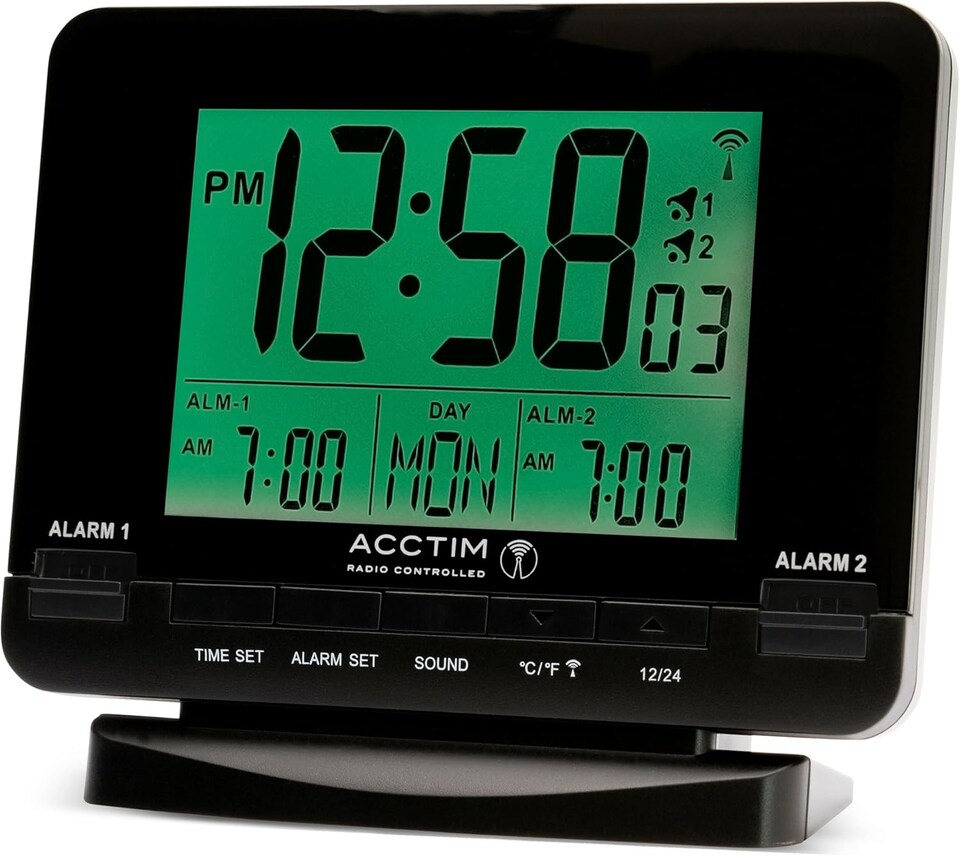 image 1 of Acctim Delaware Digital Alarm Clock Radio Controlled Dual Couples Alarm Date & Temperature Display