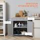 image 4 of HOMCOM Rolling Kitchen Island, Utility Serving Cart with Rubber Wood Top Grey