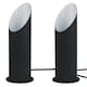 image 1 of Set of 2 Black Metal Tubular Floor Uplights | Black | White | Medium | 2