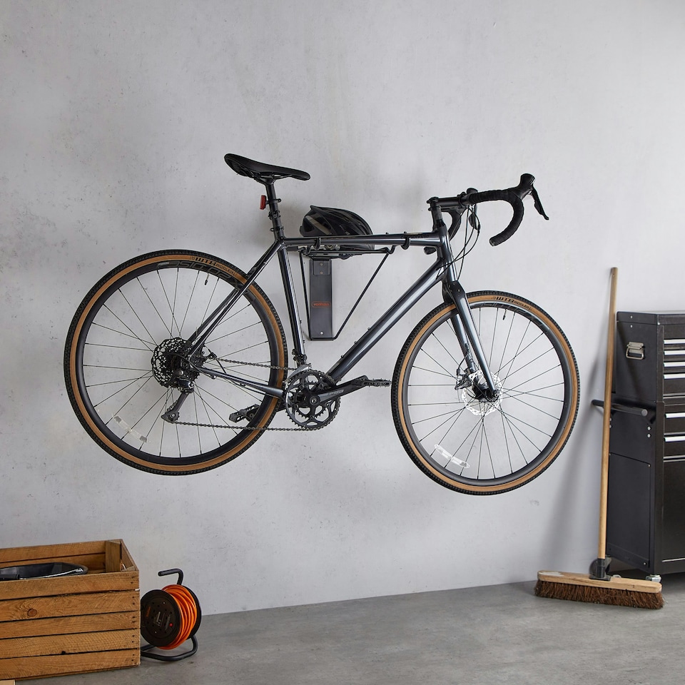 image 1 of VonHaus Wall Mounted Bike Hanger with Shelf for Garage