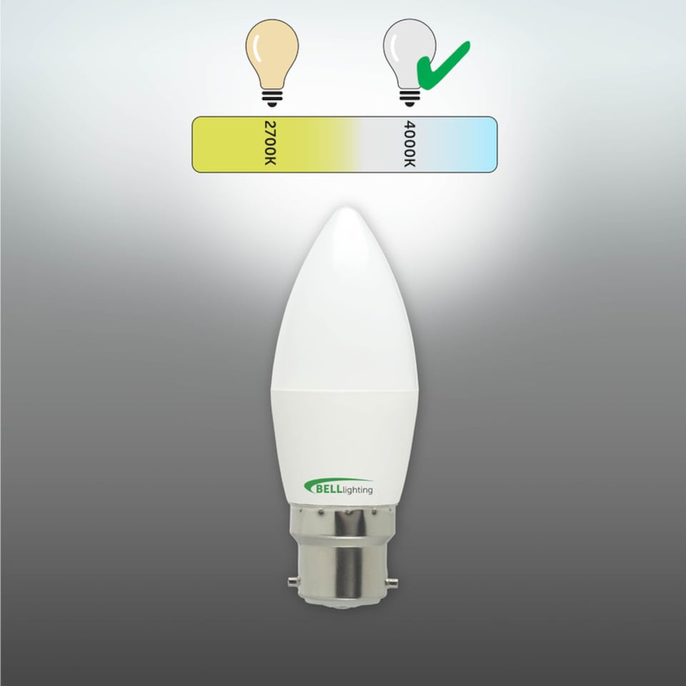 image 1 of BELL Lighting B22 LED Candle 4.7W Natural White 4000K  Energy Saving Light Bulb