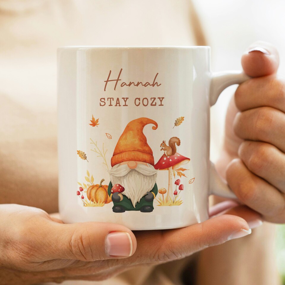 image 1 of Personalised Autumn Gonk Mug White