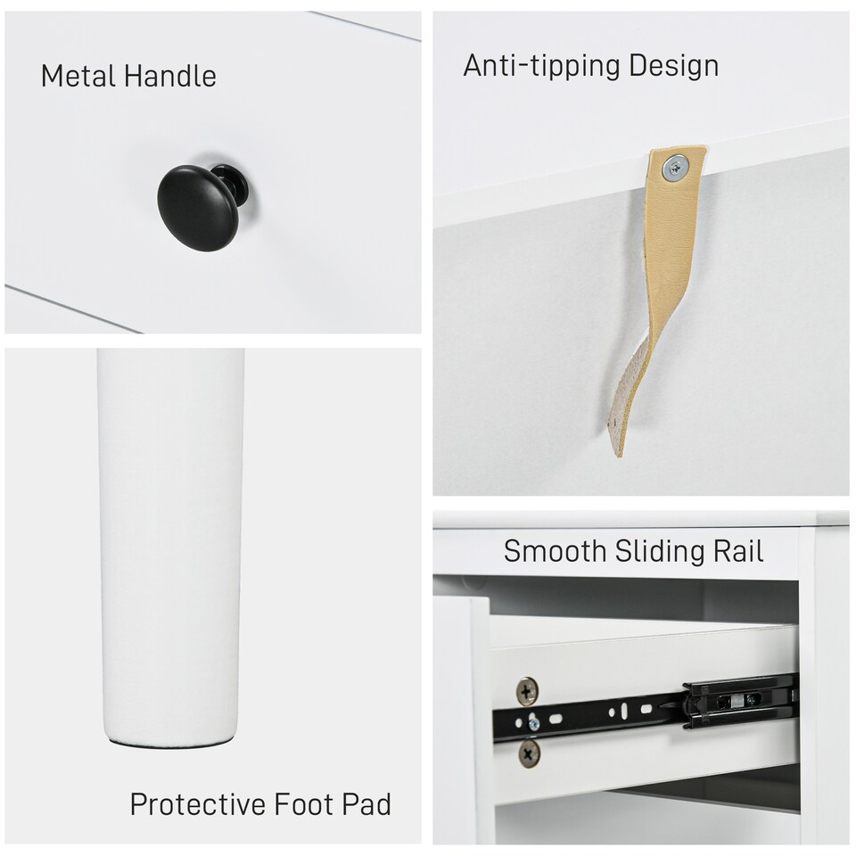 image 1 of HOMCOM Bedside Table Set of 2, Bedside Cabinet with 3 Drawers, Modern Sofa Side Table, Nightstand for Bedroom, 40x30x64cm, White