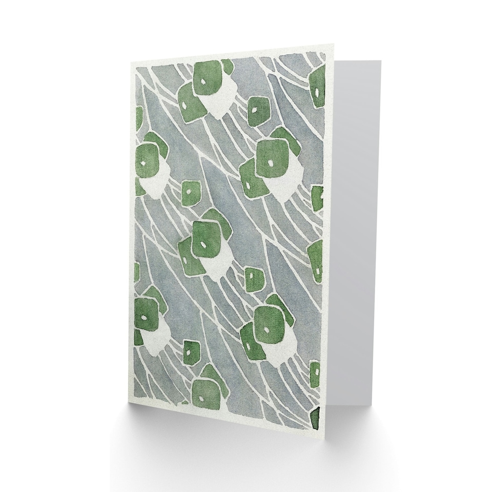 image 1 of Hannah Borger Overbeck Art Card Green Geometric Pattern