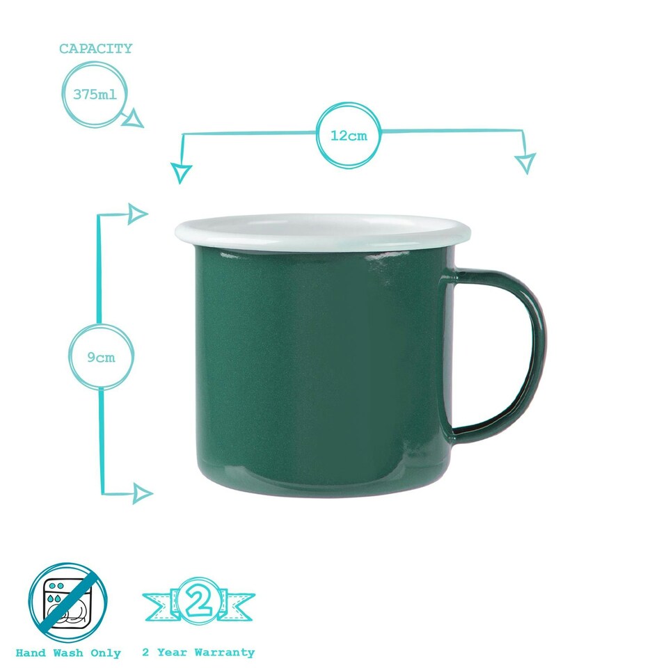 image 1 of Argon Tableware Coloured Enamel Mugs - 375ml - Green - Pack of 6 Green