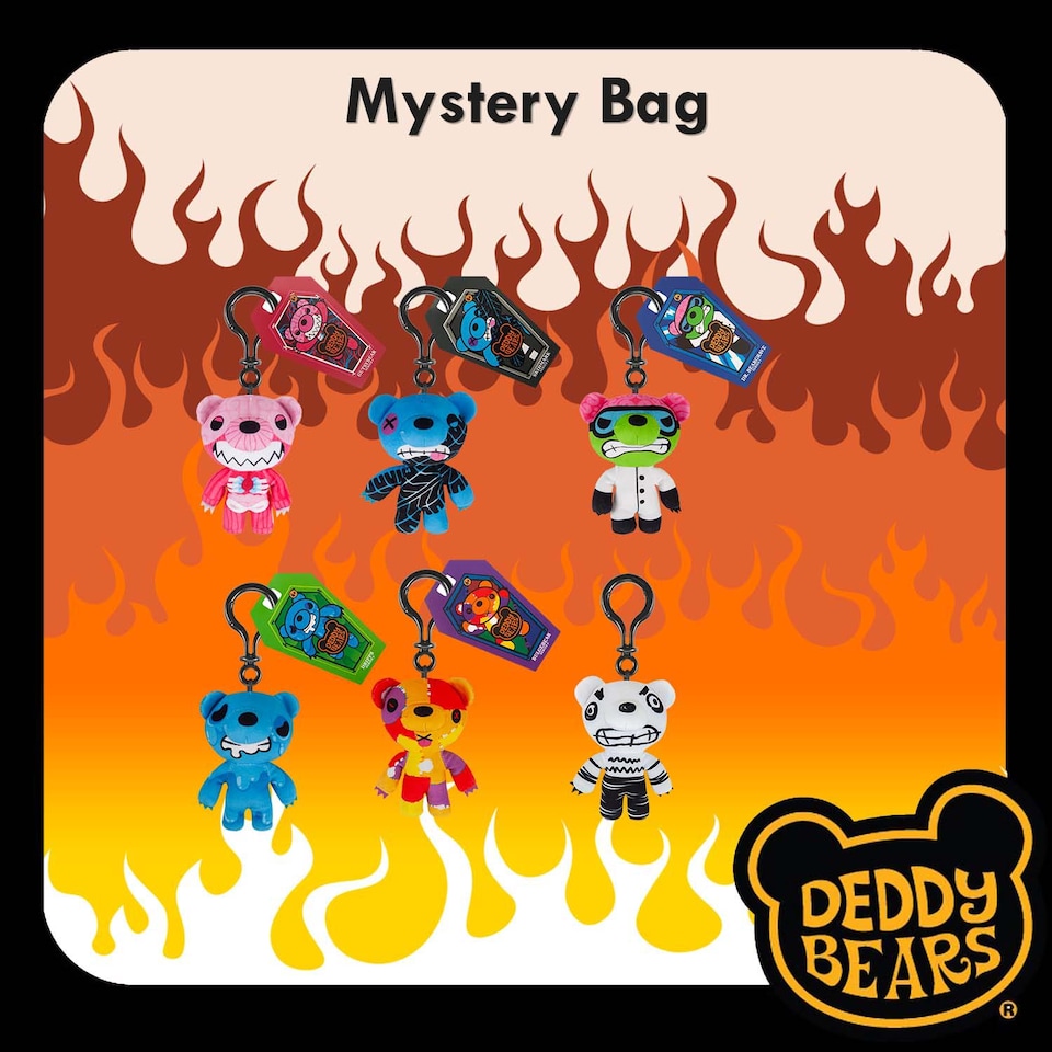 image 1 of vfm-estore Deddy Bears Mystery Bag Soft Toy 15cm x 8cm - Halloween Plush with Bag Clip