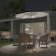 image 3 of Living and Home Outdoor 32 LED Lighted Patio Umbrella with Crank Lift System - Light Grey | Grey