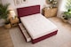 image 2 of Divan Bed Set Headboard and Footboard with Mattress 3ft Single Maroon Suede Storage 2 Drawers Right Side Laying in Bed