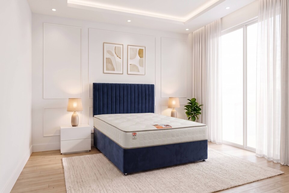 image 1 of Emily Plush Velvet Divan Bed Set with Mattress No Drawers and Headboard