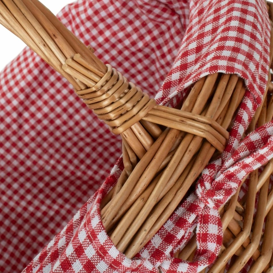 image 1 of Large Deluxe Shopping Basket with Red Checked Lining Red | Red and White Checked | One Size