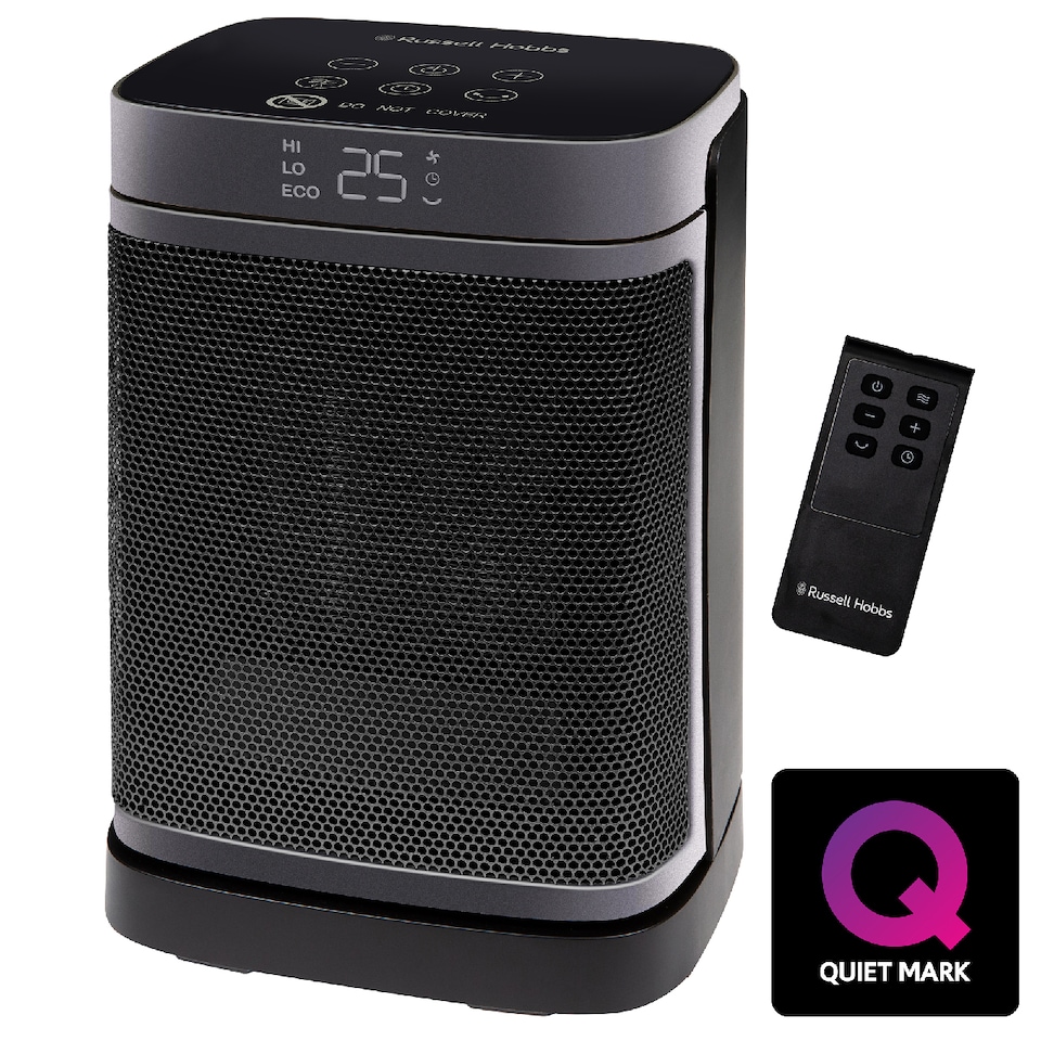 image 1 of Russell Hobbs RHCH2001S Space Heater in Black & Silver Square 1500W Portable Electric Heater