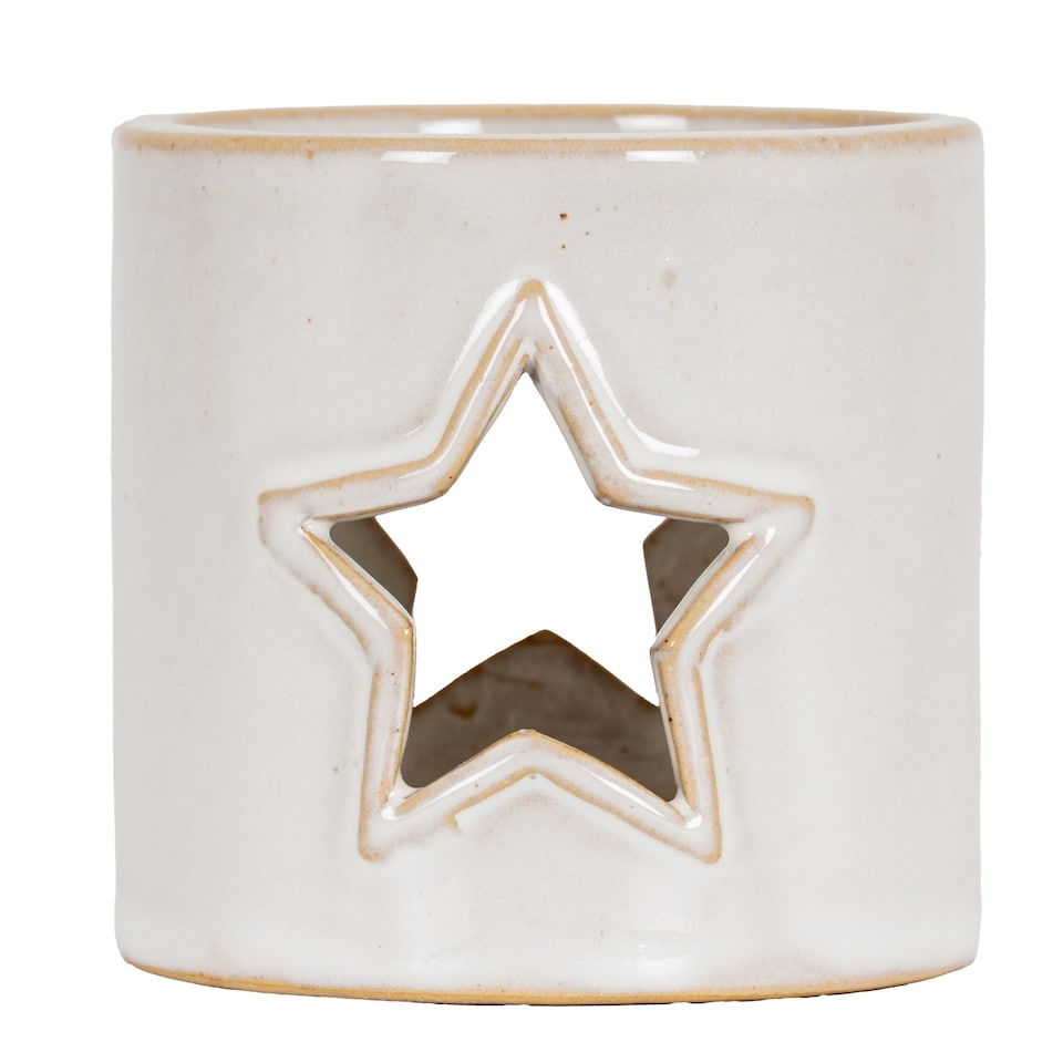 image 1 of Star Cut-Out Tealight Holder - Ceramic - L8 x W8 x H8 cm - White