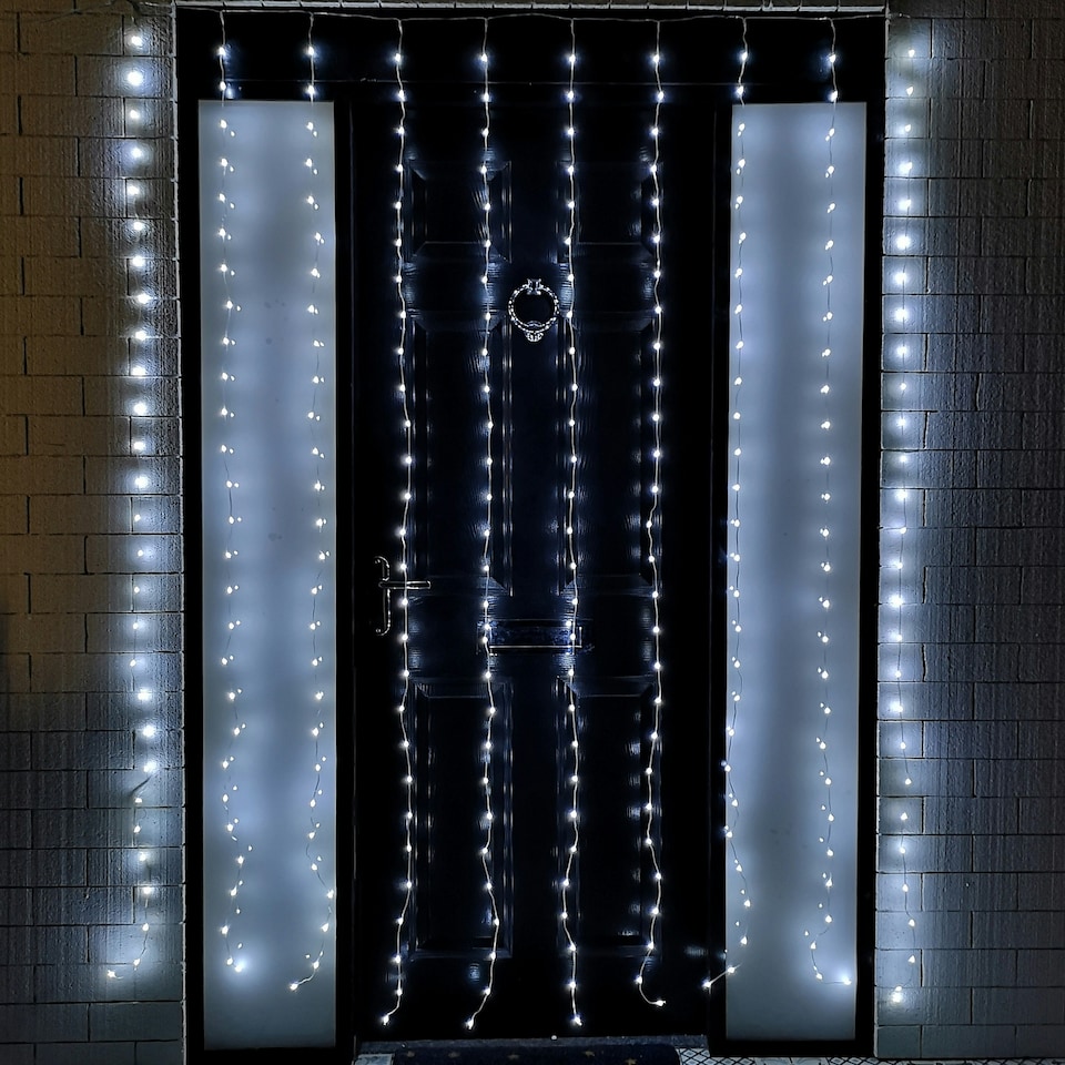image 1 of 2.1m 300 LED Indoor Outdoor Party Curtain Christmas Lights in Cool White