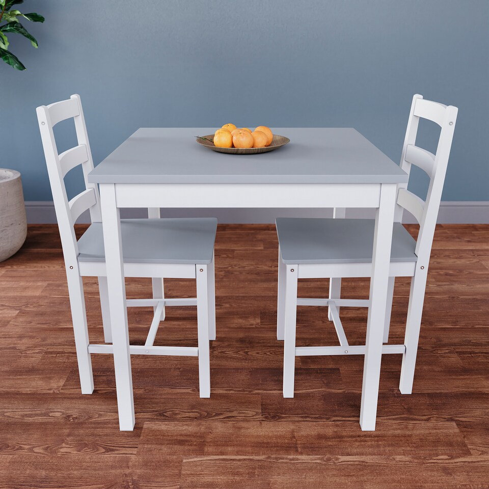 image 1 of Vida Designs Yorkshire 2 Seater Dining Set 3 Piece Table & Chairs, White & Grey