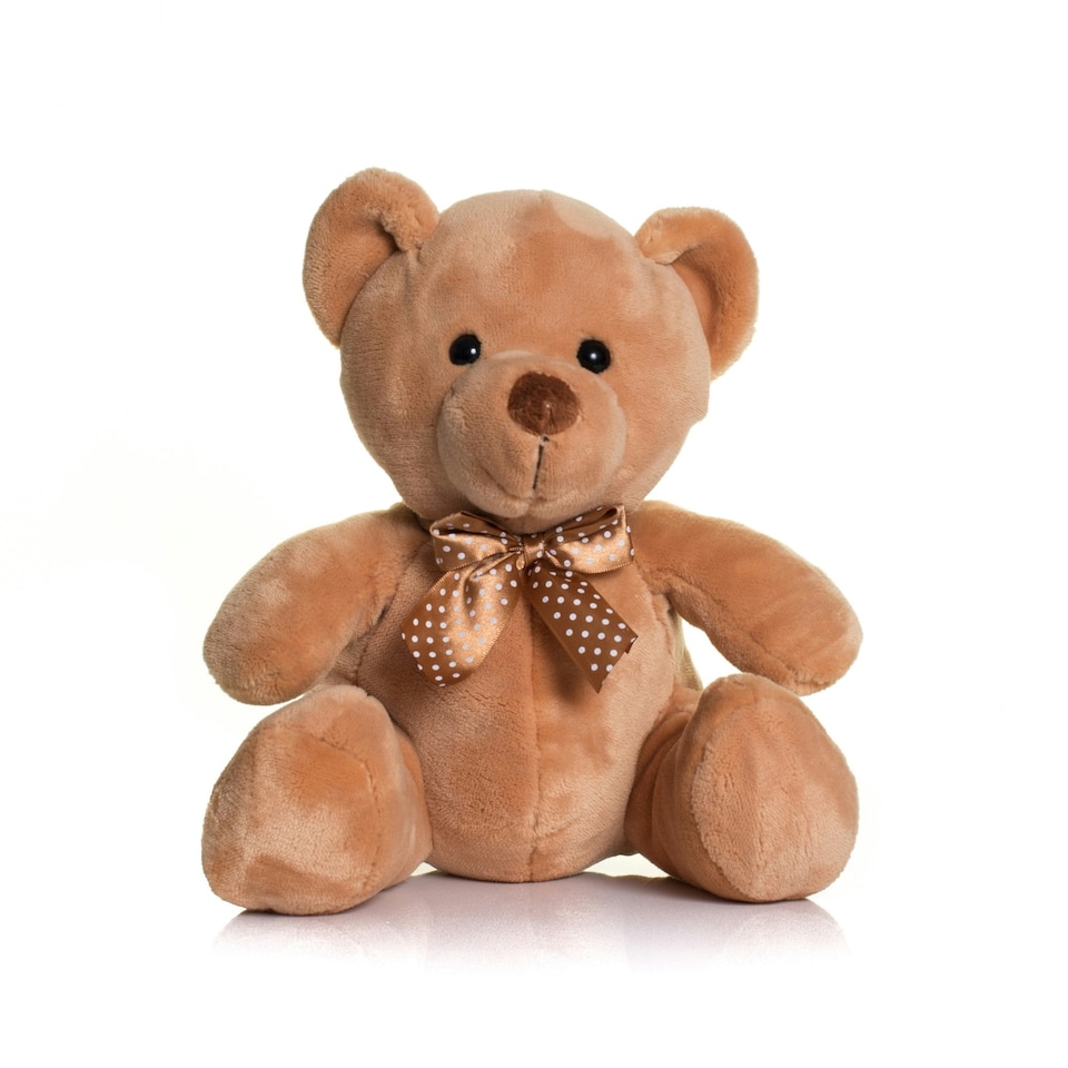 image 1 of Mumbles Velvet Bear With Ribbon - Brown - S